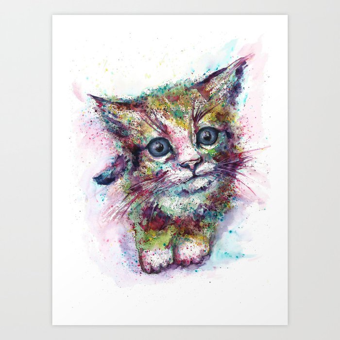 Kitten Cat Watercolor Print Art Print By Artnataly Society6