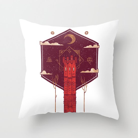 The Crimson Tower Throw Pillow