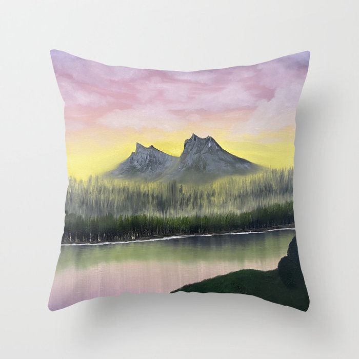 Two Playful Mountains by Hafez Feili Throw Pillow