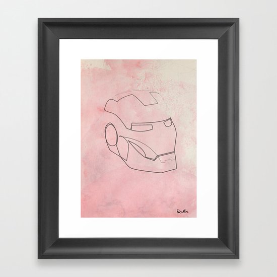 One line Iron Man Framed Art Print
