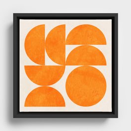 Geometric Shapes orange mid century Framed Canvas