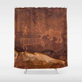 Petroglyphs 0655 - Ancient Rock Art, Utah Shower Curtain