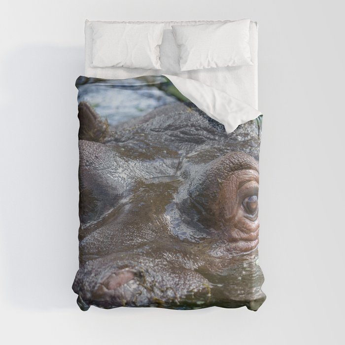 Hippo In The Water Duvet Cover