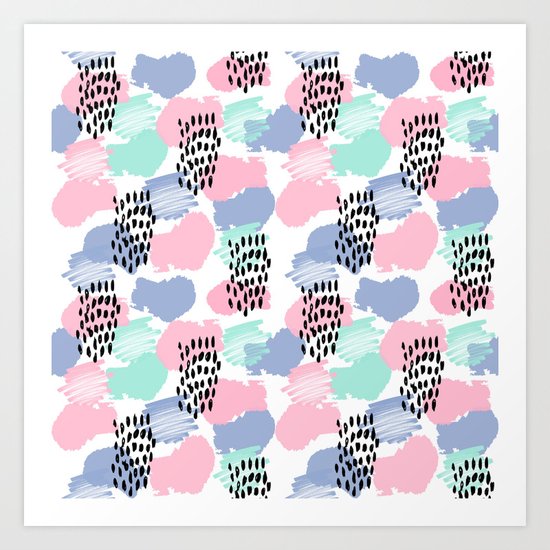 Pastel painted pattern minimal mint and pink nursery home decor patterns Art Print