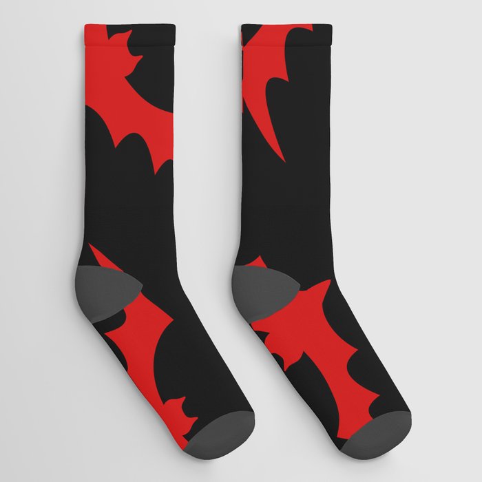 Halloween Bats Black & Red Socks