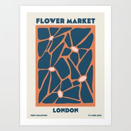 Flower Market London, retro vintage floral poster Art Print