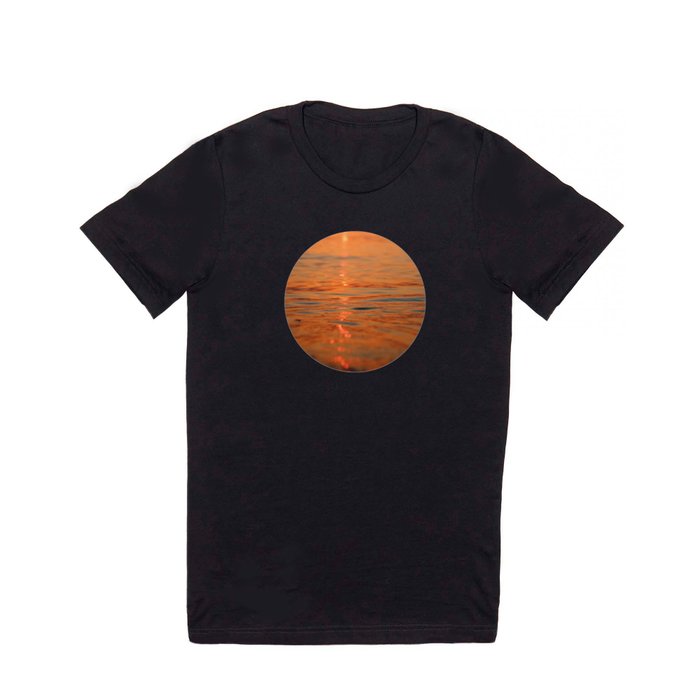 Abstract Orange Ocean Waves Sunset T Shirt