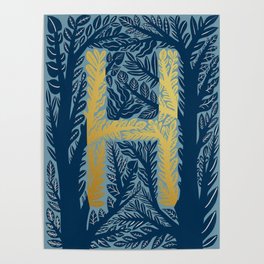 Botanical Metallic Monogram - Letter H Poster