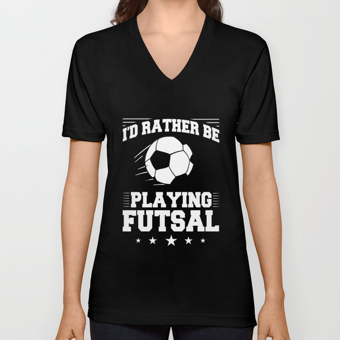 Futsal Soccer Ball Court Goal Training Player V Neck T Shirt