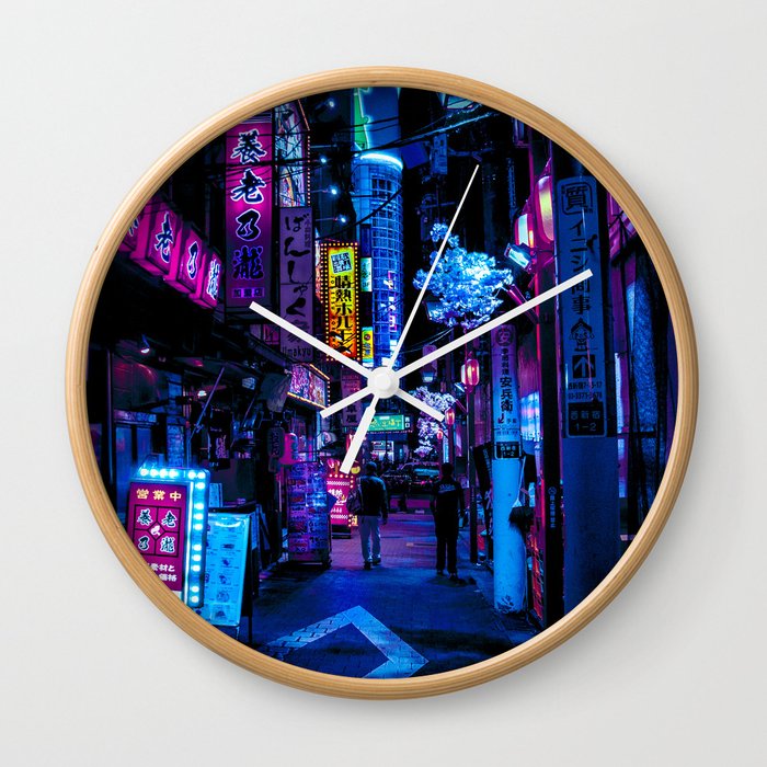 Tokyo's Moody Blue Vibes Wall Clock