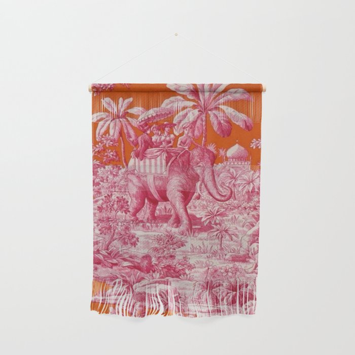 Toile de Jouy - pink and orange Wall Hanging