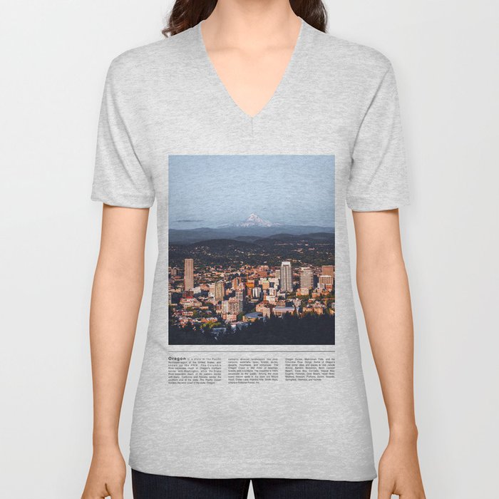 Portland Skyline V Neck T Shirt