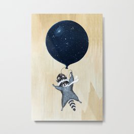 Raccoon Balloon Metal Print
