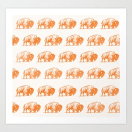Orange Buffalo Pattern Art Print