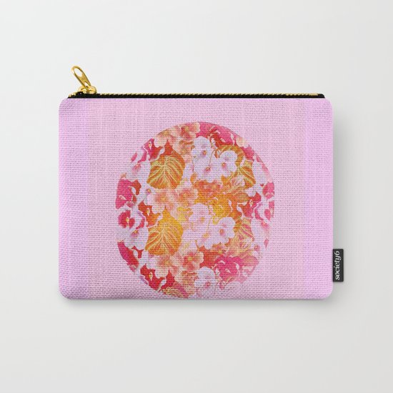 pink floral in a circle Carry-All Pouch
