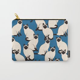 Siamese Cats on dark blue Carry-All Pouch