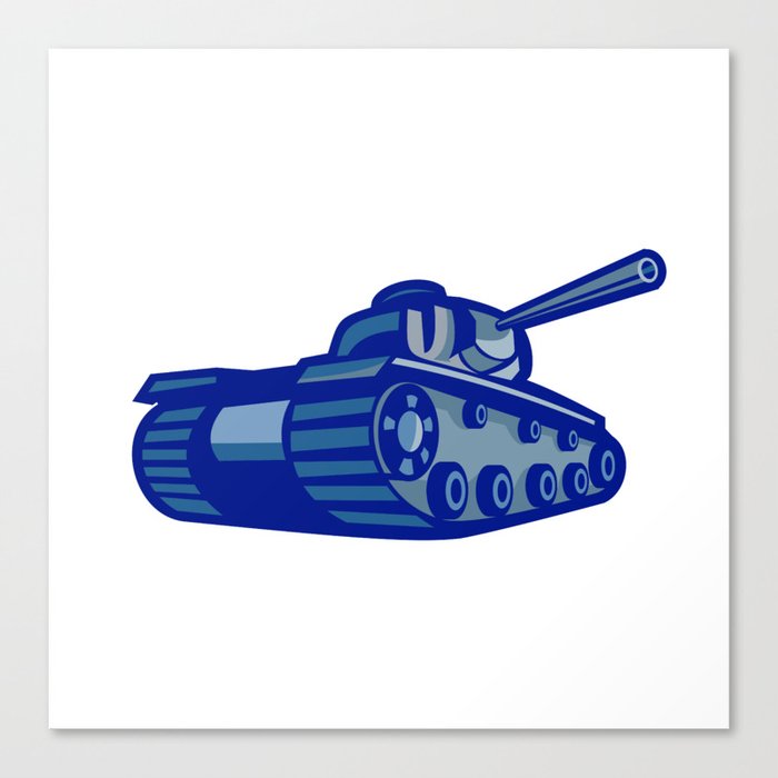 American World War Two Battle Tank Retro Canvas Print
