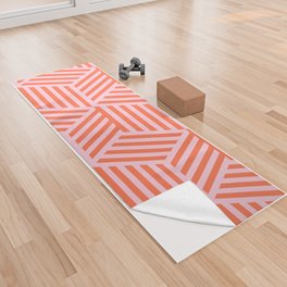 Geometric Coral and Pink Pattern Yoga Towel