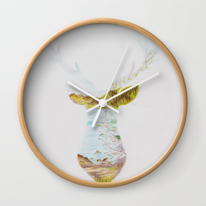 Loch Lomond scenery in a stag outline Wall Clock