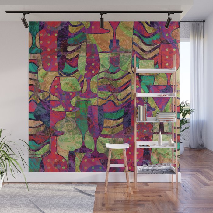 Wine Glass Abstract Art Decor Wall Mural By Createdprototype