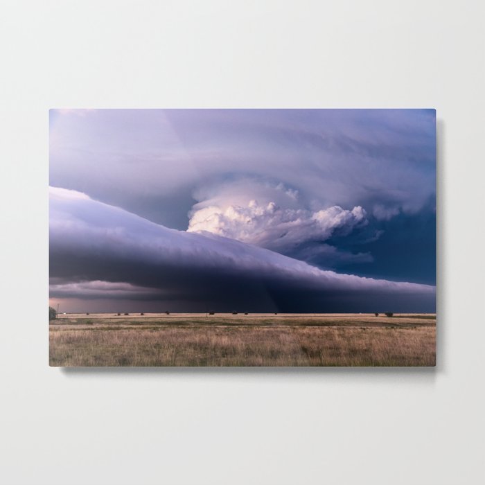 Wing Span - Supercell Thunderstorm Spans Horizon on Stormy Spring Evening in Texas Metal Print