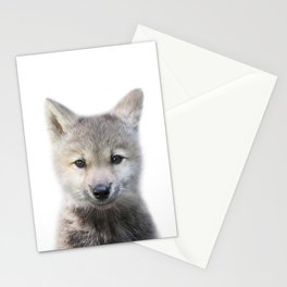 Baby Wolf, Wolf Cub, Kids Art, Baby Animals Art Print By Synplus Stationery Cards