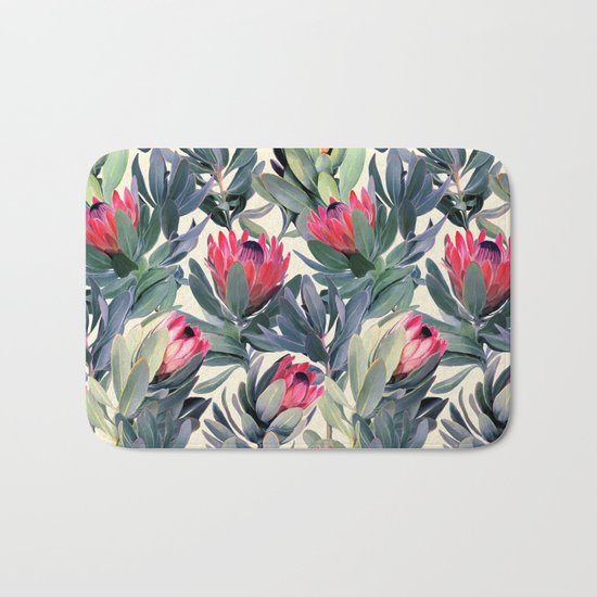 Painted Protea Pattern Bath Mat
