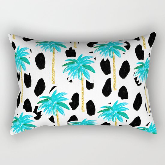 Palm Trees and Dots Rectangular Pillow