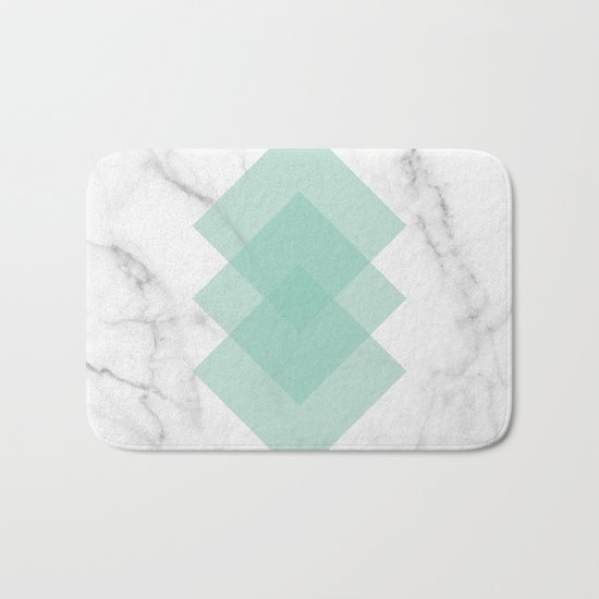 Marble Scandinavian Design Geometric Squares Bath Mat