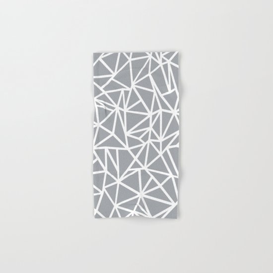 Abstract Outline Thick White on Grey Hand & Bath Towel