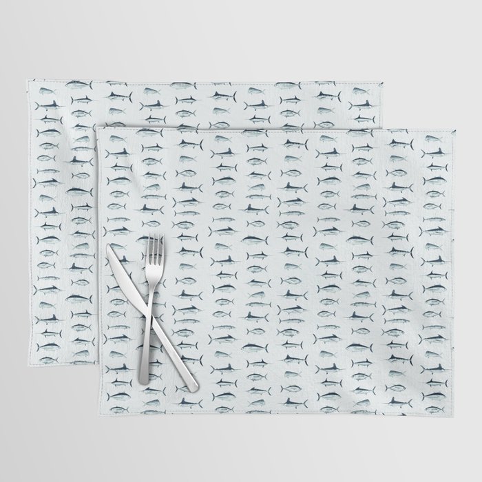 SPORT FISH Pattern Yellowfin tuna, Bluefin, Blue Marlin, White Marlin, Wahoo, Swordfish, Mahi-mahi Placemat