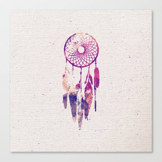 Girly Pink Purple Dream Catcher Watercolor Paint Canvas Print