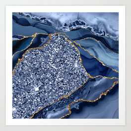 Agate Glitter Ocean Texture 08 Art Print