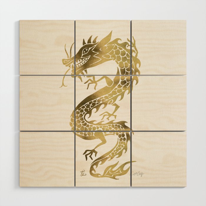 Chinese Dragon – Gold Wood Wall Art