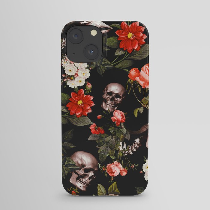 Floral and Skull Pattern iPhone Case