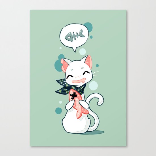 Cat and Fish 2 Canvas Print