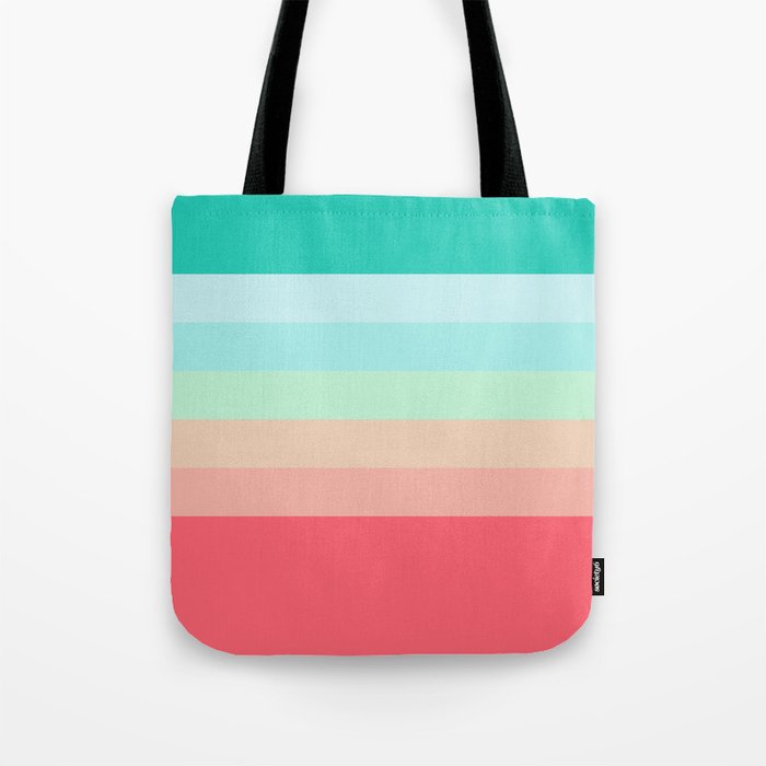 7 Colorful Retro Summer Stripes Airesekui Tote Bag