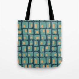 Retro Funky Squares Seamless Pattern Charcoal, Teal and Orange Tote Bag