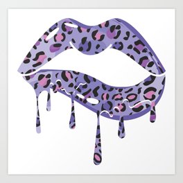 Purple Melting Lips Art Print