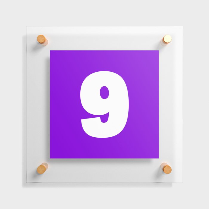 9 (White & Violet Number) Floating Acrylic Print