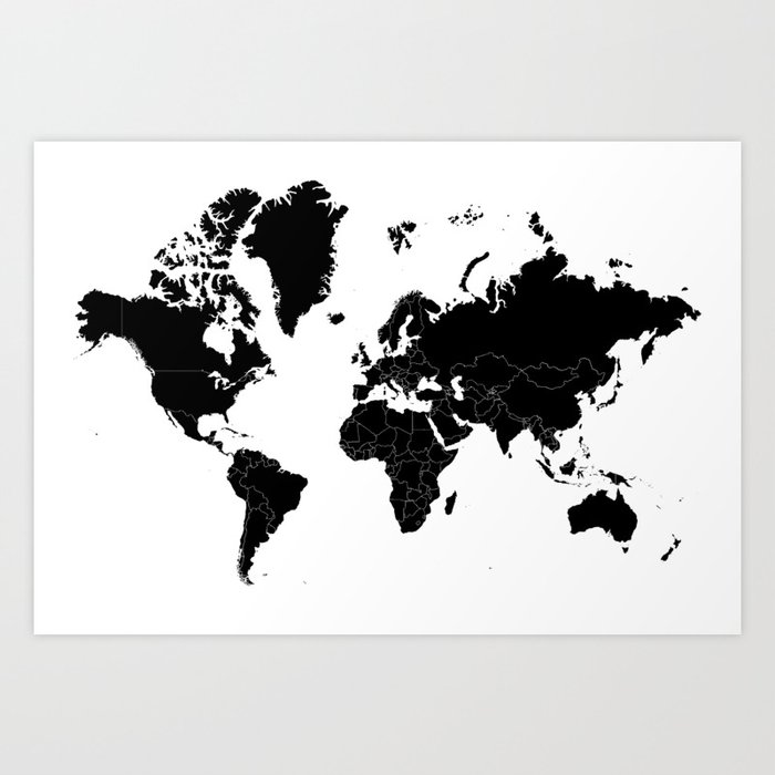 map of the world black and white printable