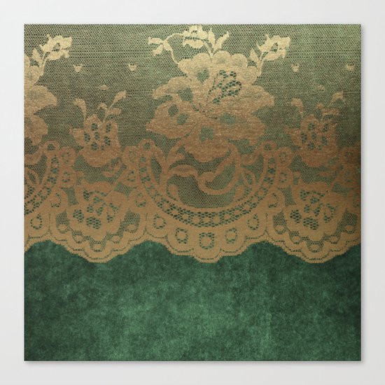 Green Lace Velvet Canvas Print