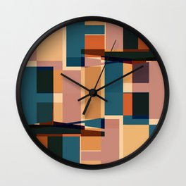 Joyful Blocks Geometric Abstract Art Wall Clock | Artsy, Colorfultiles, Geometric, Artdeco, Geometry, Boho, Minimal, Abstract, Design, Minimalist 