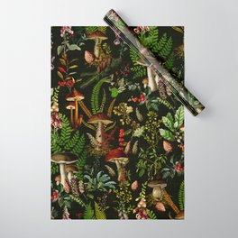 Vintage Mysterious Mushroom Night Forest Botanical Garden Wrapping Paper