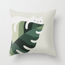 Cat and Plant 12C Throw Pillow