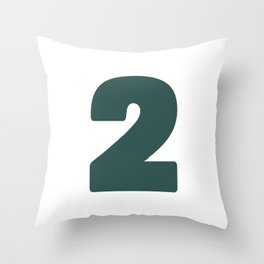 2 (Dark Green & White Number) Throw Pillow