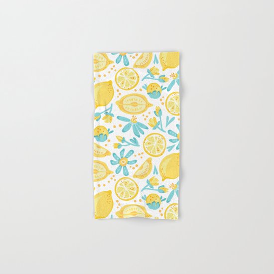 Lemon pattern White Hand & Bath Towel