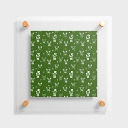 Green and White Hand Drawn Dog Puppy Pattern Floating Acrylic Print