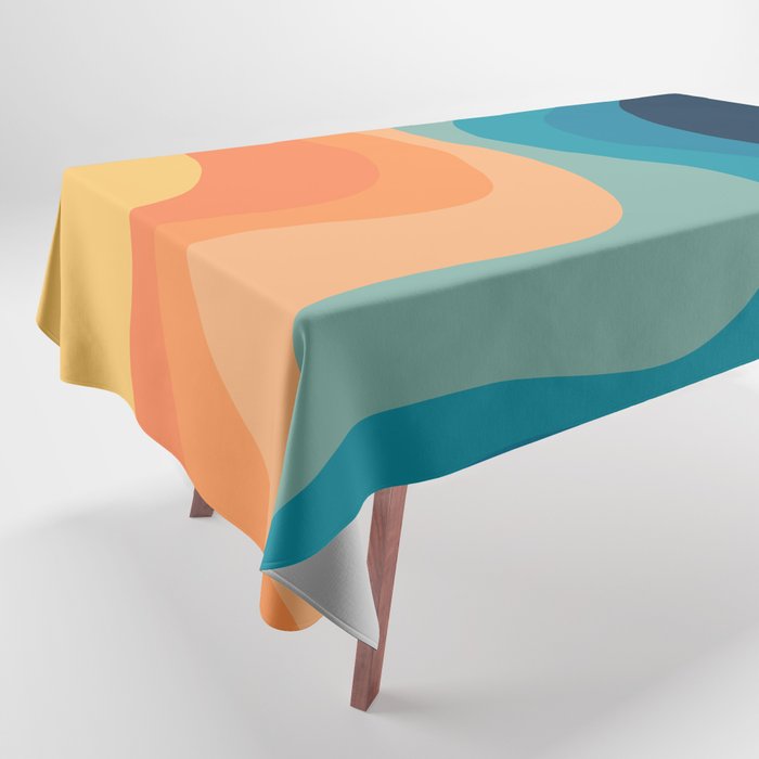 Retro style waves decoration Tablecloth