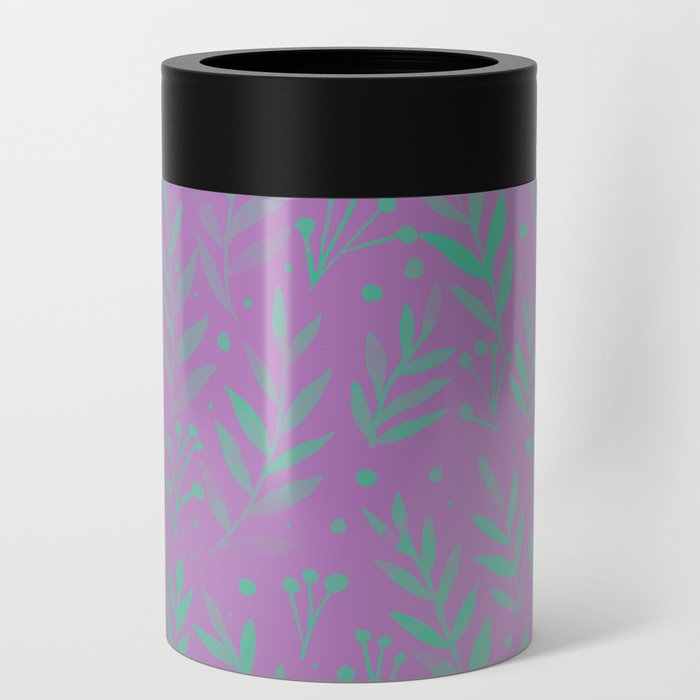 Watercolor branches - green and very peri Can Cooler